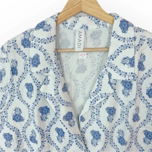 BHLDN Daylen Amadi Blue and White Printed Pajamas Large NWT - Picture 7 of 9